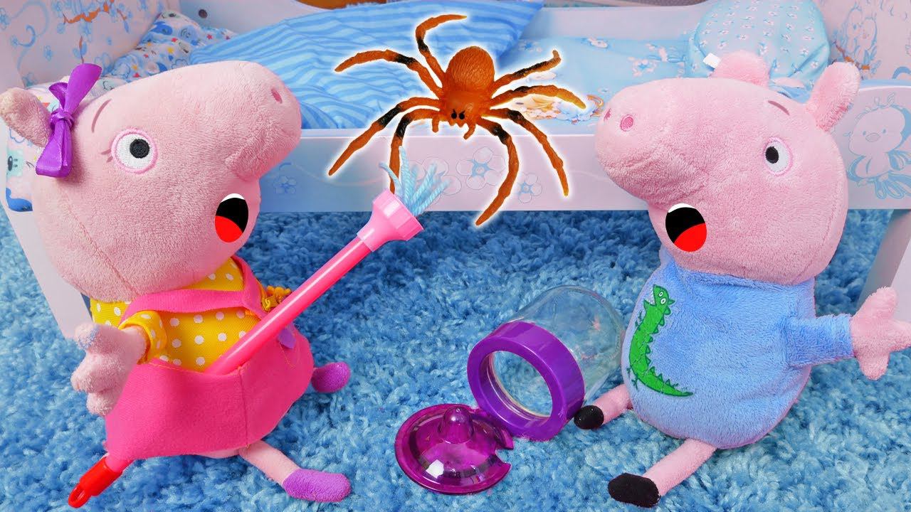 Свинка Пеппа и новый питомец Джорджа - паучок! Видео про игрушки Свинка Пеппа на русском языке