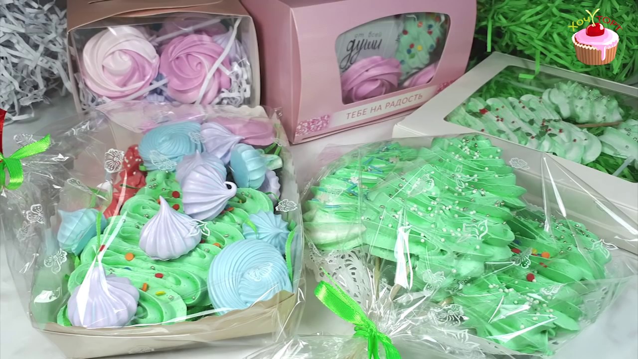 Сладкие НОВОГОДНИЕ ПОДАРКИ из безе. Французская и швейцарская меренга. Новогоднее безе на палочке