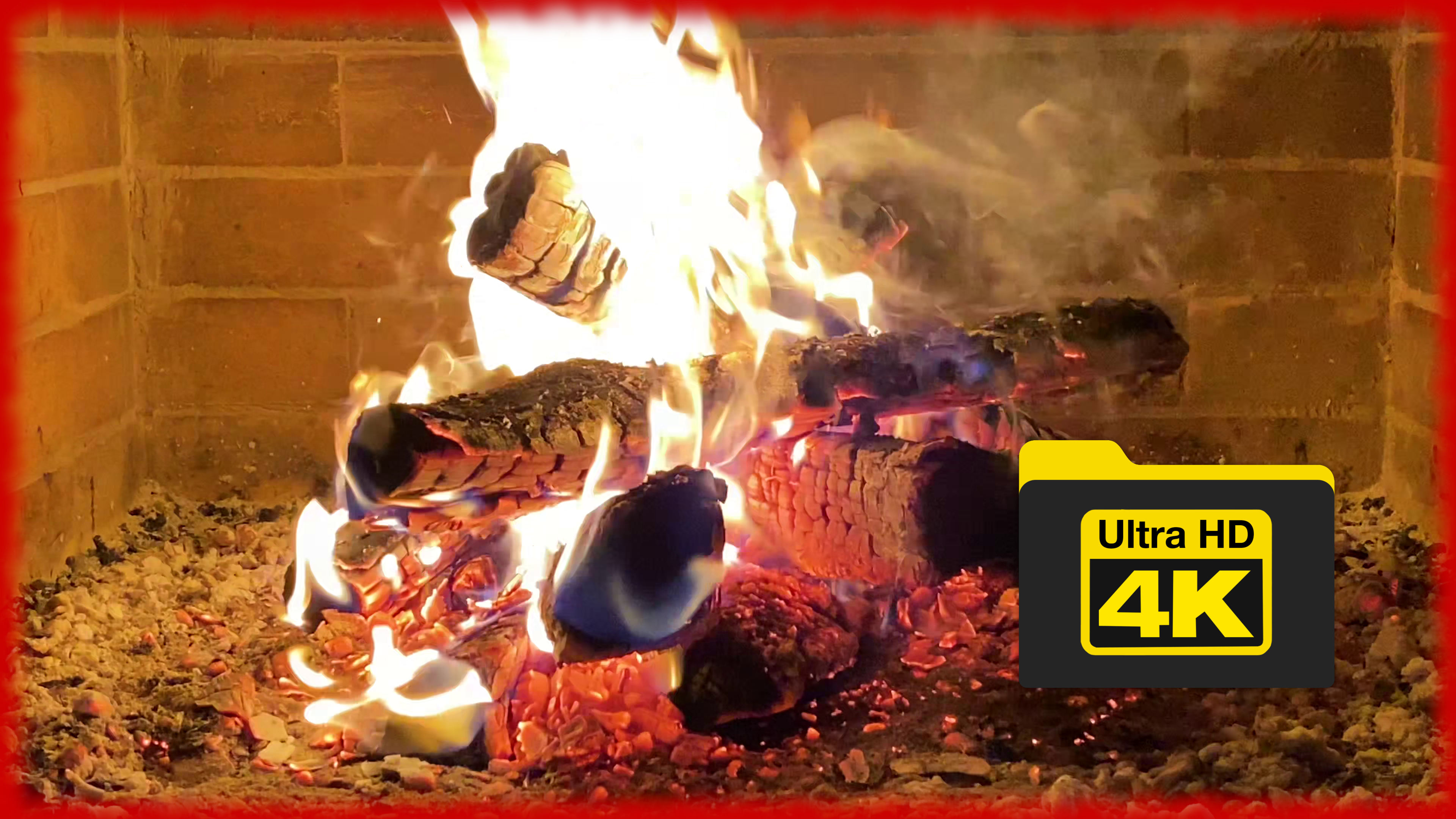 Уютная обстановка камина: Потрескивающее пламя и успокаивающая музыка для работы и отдыха в 4K