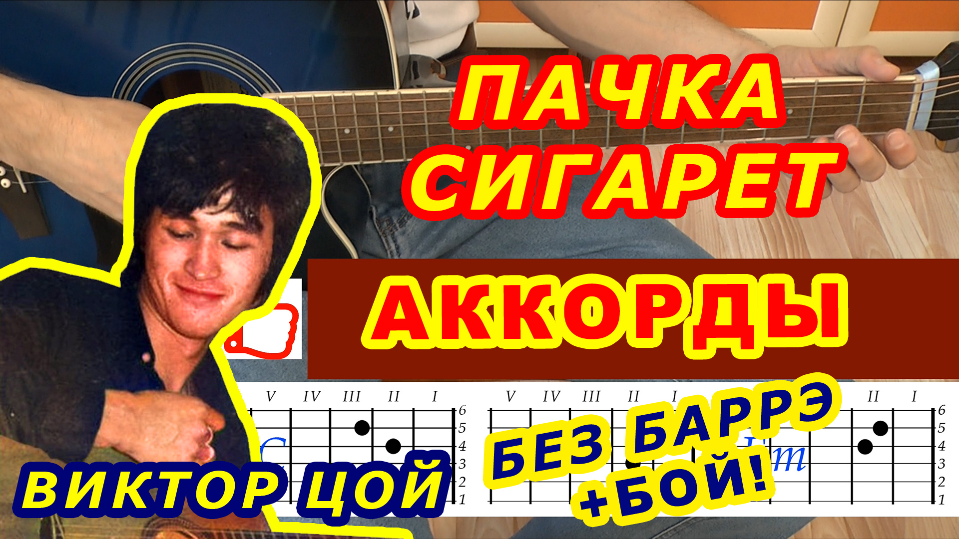ПАЧКА СИГАРЕТ Аккорды ? ВИКТОР ЦОЙ Группа КИНО ♪ Разбор песни на гитаре ♫ Гитарный Бой