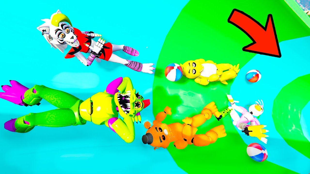 СПУСК СО СКОЛЬЗКОЙ ГОРКИ ЗА АНИМАТРОНИКОВ в АКВАПАРКЕ ГТА 5 МОДЫ! ОБЗОР МОДА в GTA 5 SECURITY BREACH