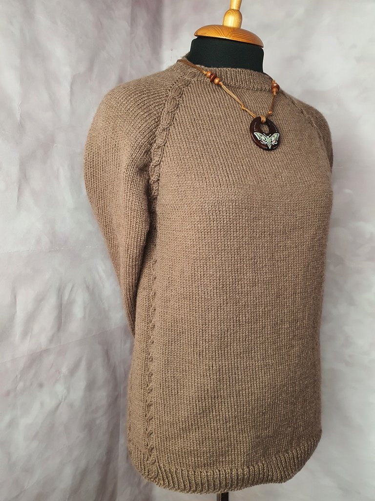 МК по вязанию джемпера регланом сверху.