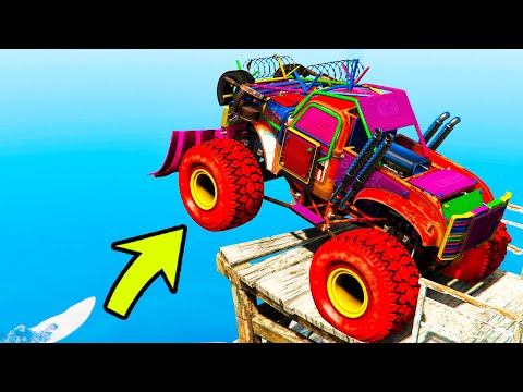 СКИНУЛ С ГОРЫ ЧИТЕРСКИЙ БИГФУТ НА БОЛЬШИХ КОЛЁСАХ В ГТА 5 МОДЫ GTA 5 ИГРЫ ВИДЕО MODS