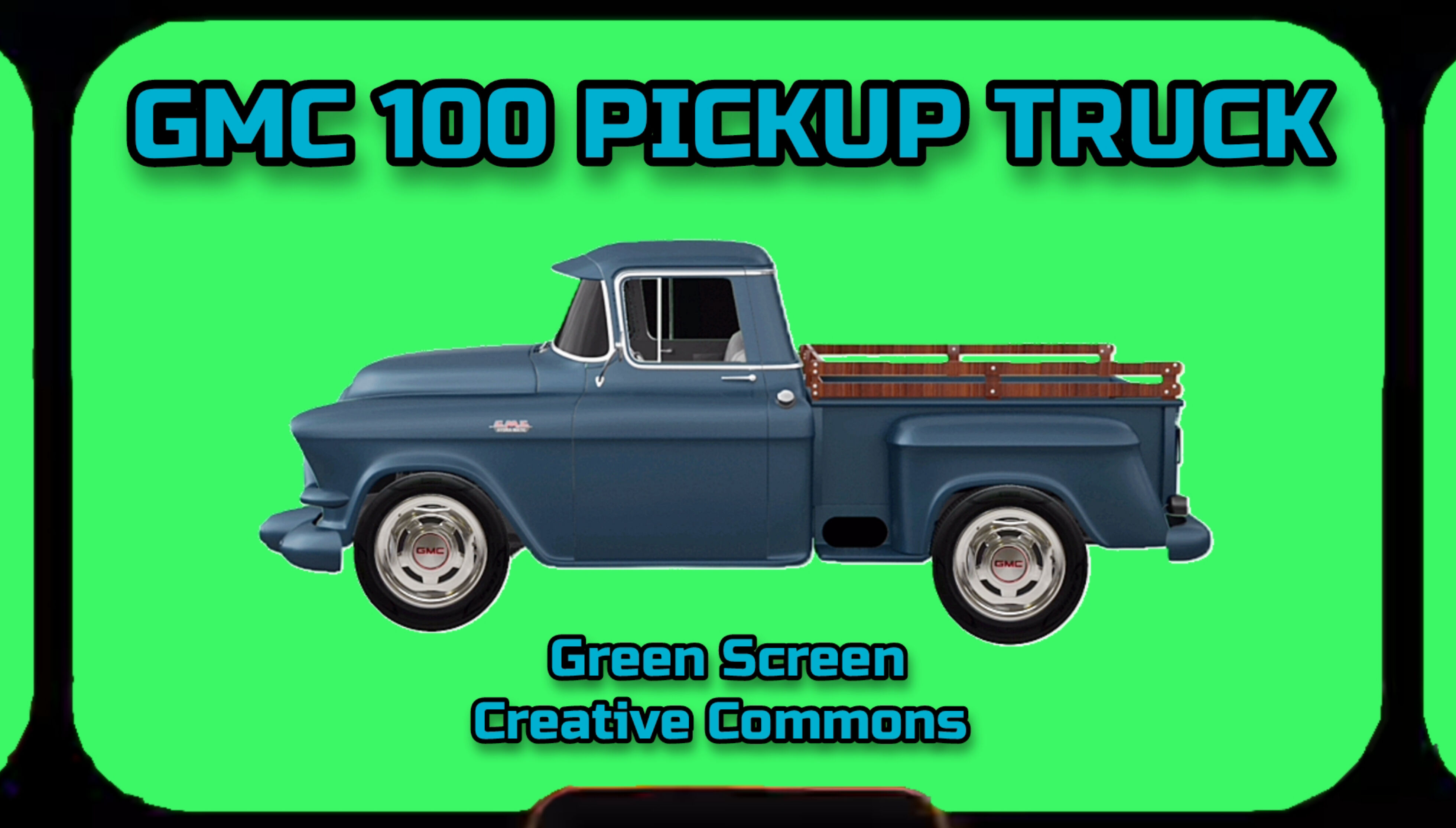 АВТОМОБИЛЬ ПИКАП GMC 100 хромакей футаж на зелёном фоне. Видео анимация