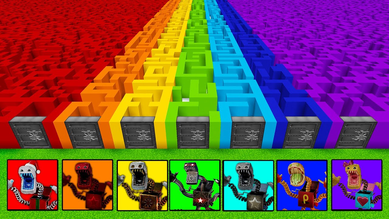 Выбери радужный лабиринт ВСЕ ВИДЫ БОКСИ БУ НОВОГОДНИЙ БОКСИ БУ ЛАНЧ БОКСИ БУ ДЕВОЧКА в майнкрафт!