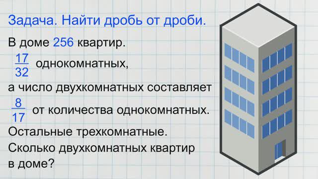 Задача. Найти дробь от дроби (часть от части)