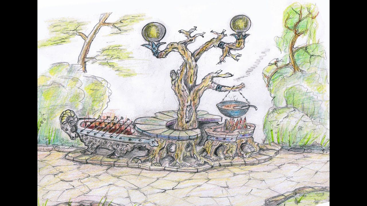 Зона  барбекю  начало  работ , изготовление   каркаса  ,пень  барбекю.  место  для  топки.