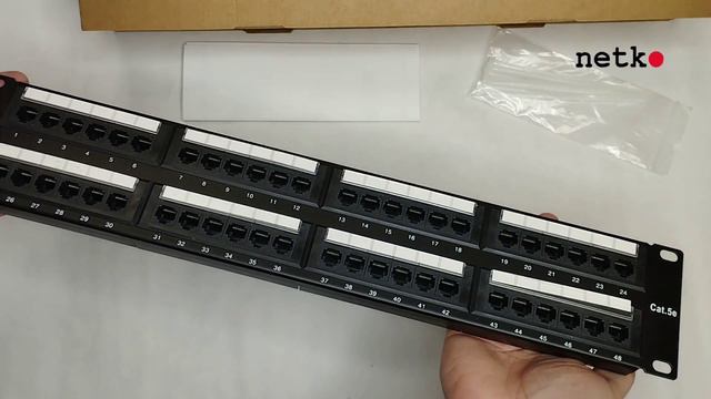 55543 Патч-панель UTP, 19", 48 портов RJ45, cat.5е, 2U, Dual Type, "L"