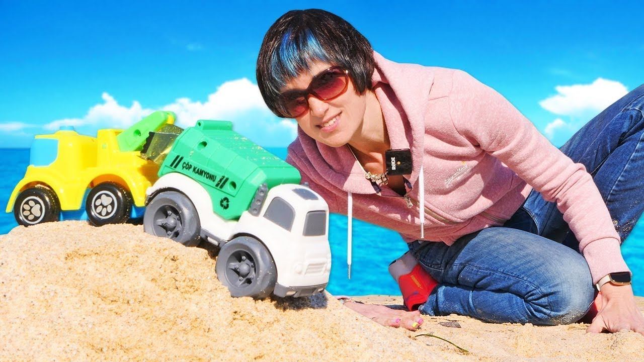 Веселая школа с Машей Капуки Кануки: мусоровоз упал в яму! Видео для детей про машинки