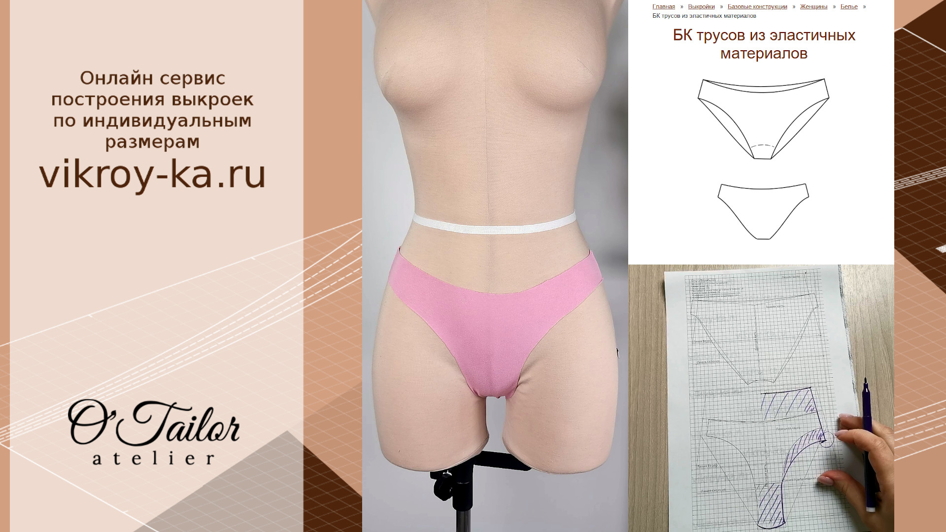 Обзор базовой конструкции трусиков из эластичных материалов. Выкройка в описании