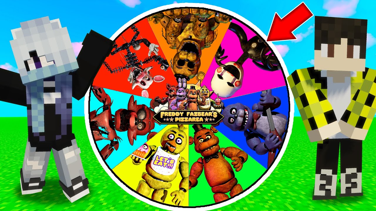 Нашла ФНАФ КОЛЕСО ФОРТУНЫ с ФРЕДДИ БОННИ ФОКСИ ЧИКА МАРИОНЕТКА МАНГЛ в МАЙНКРАФТ ! FNAF MINECRAFT