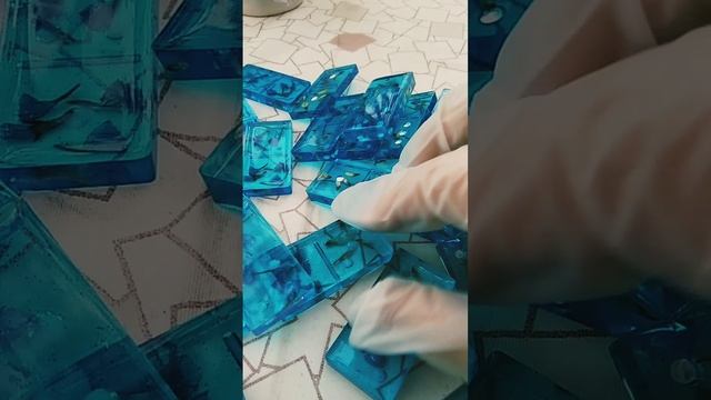 Домино из эпоксидной смолы и сухих цветов.?️??️