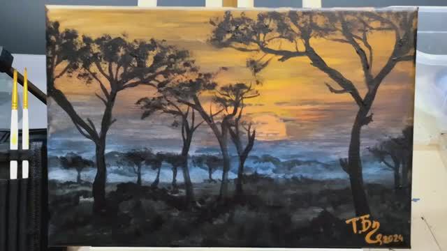 Сумерки в саванне/Просто/Акрил