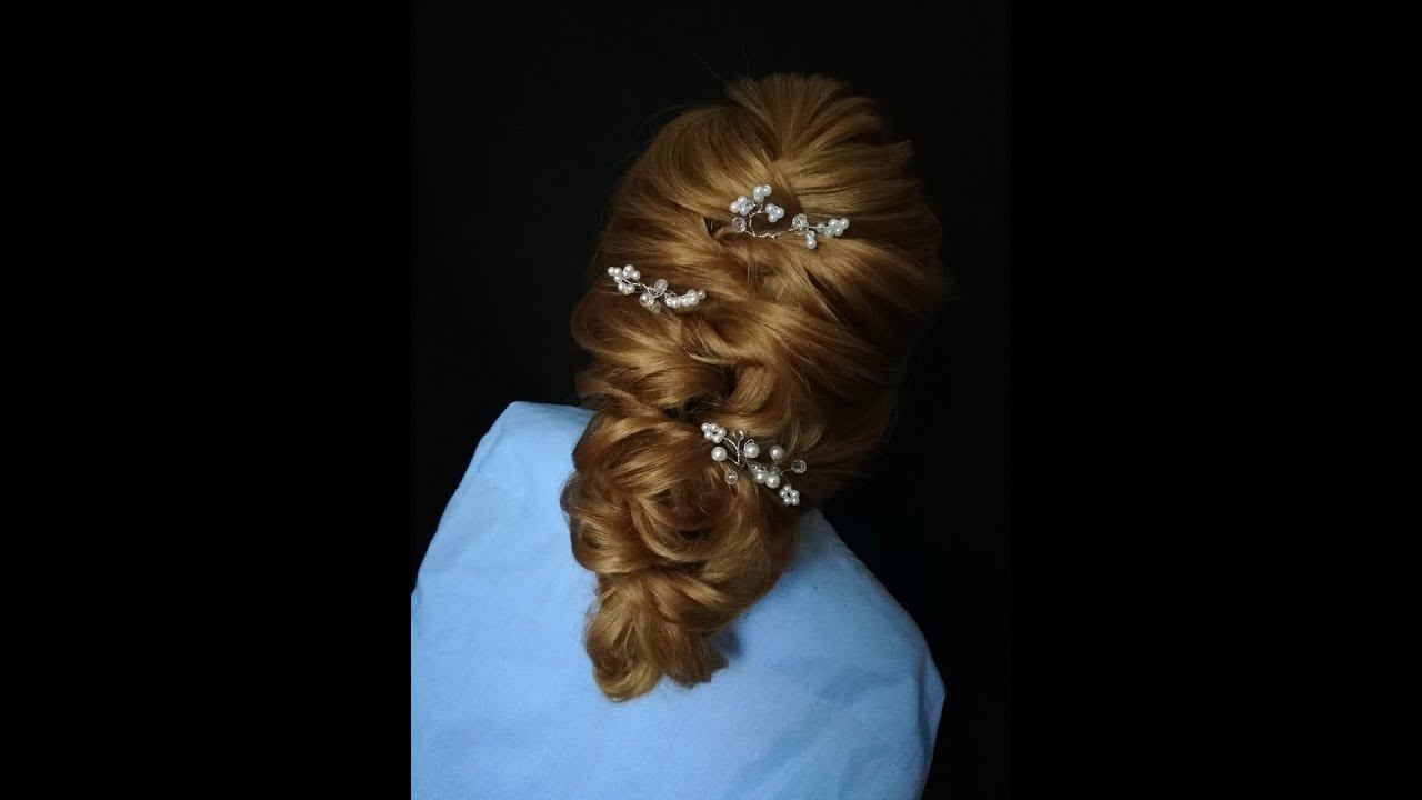 Плетение волос, прическа быстрая на длинные волосы, на свадьбу и выпускной.