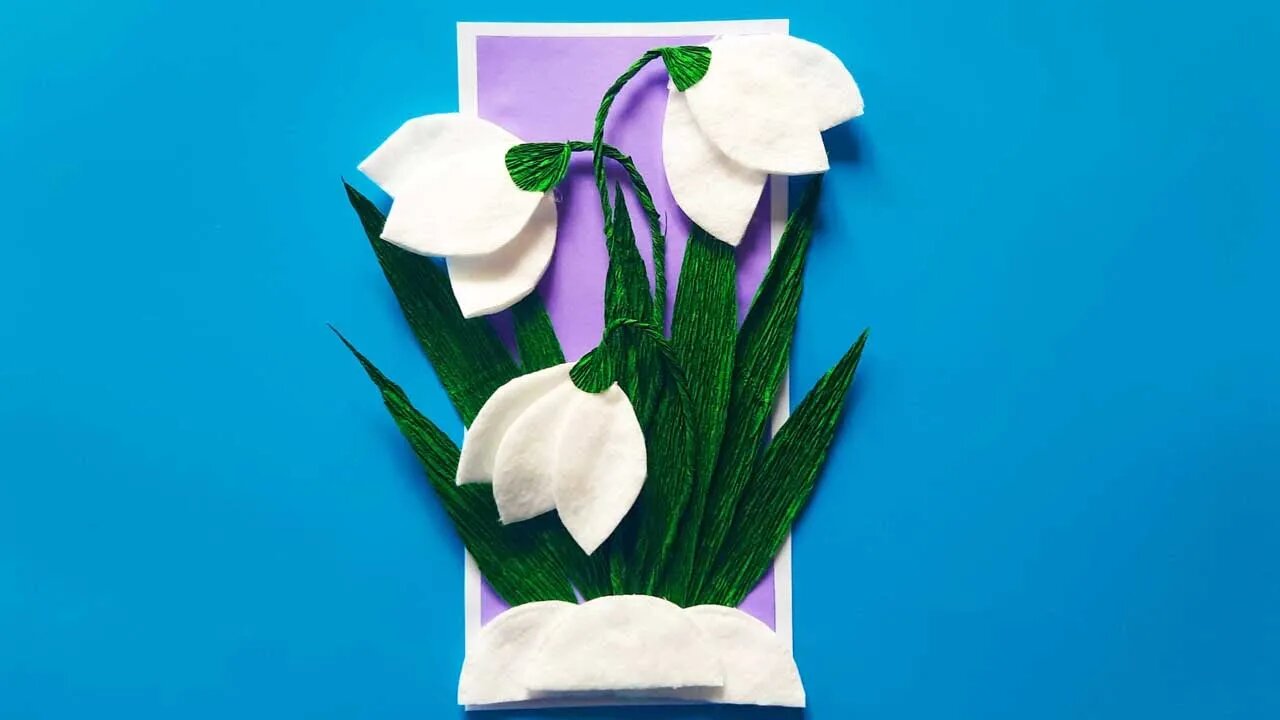 Поделка "Подснежники" своими руками из бумаги и ватных дисков