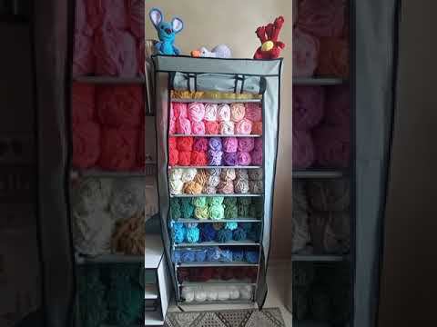 много пряжи. новый шкафчик, как я храню пряжу.