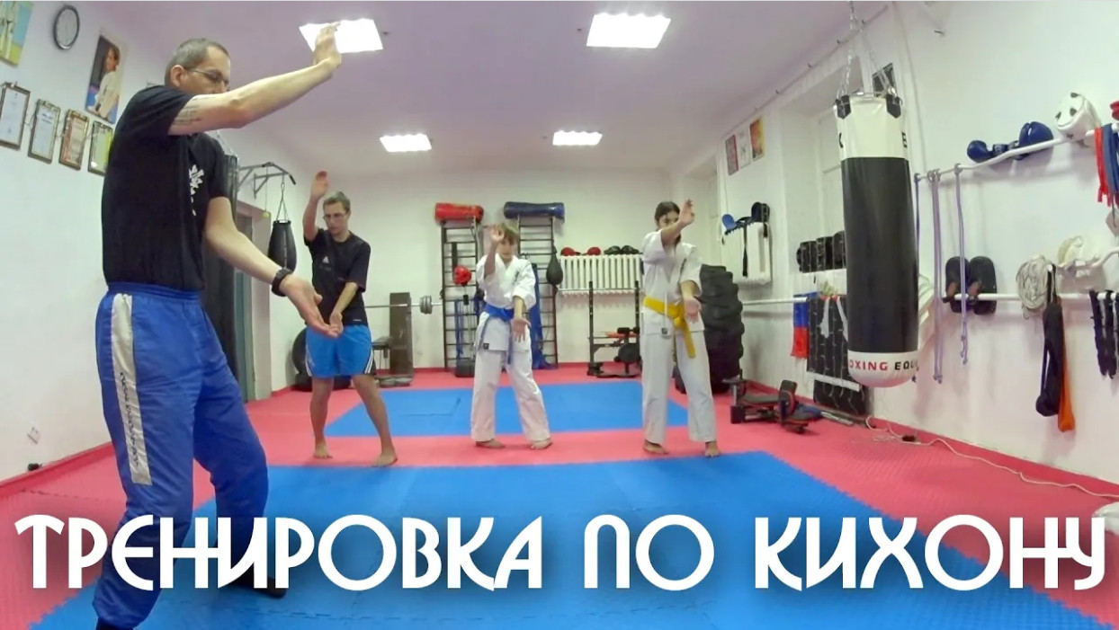 Егор, Кирилл, Айсель катают технику на  6 кю жёлтый пояс и 4 кю зелёный пояс Кёкусинкай Карате