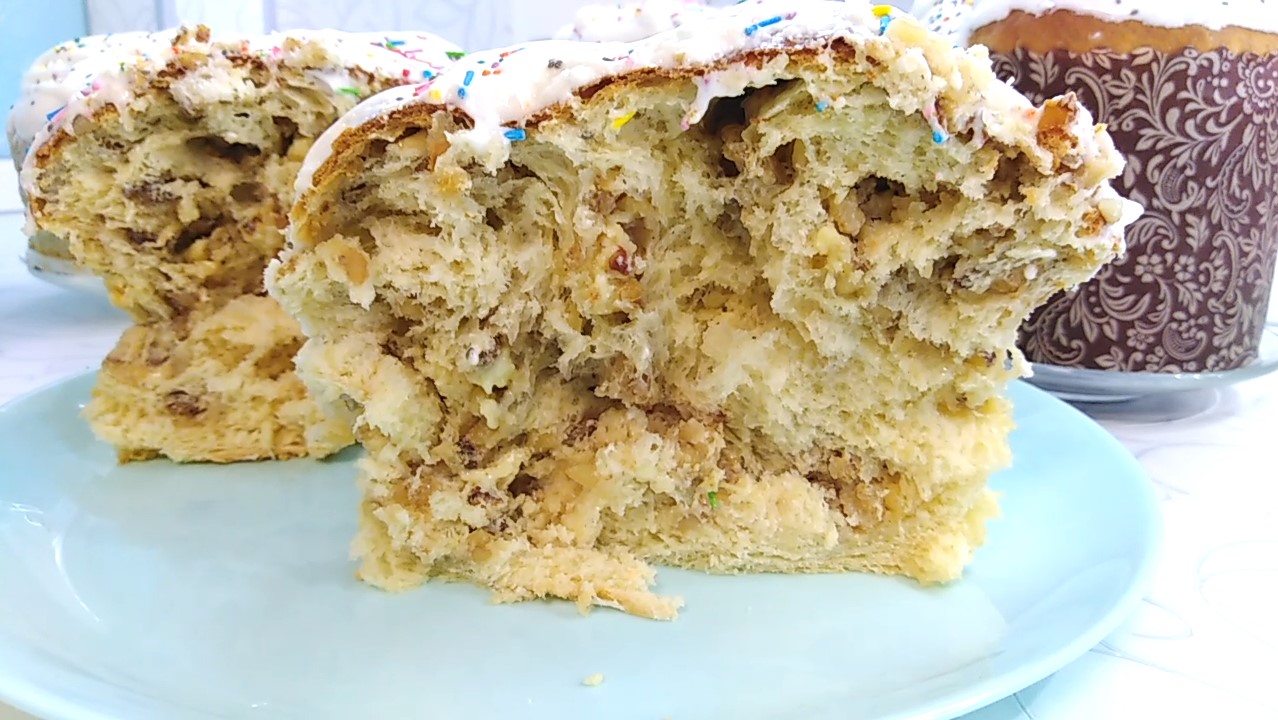 Пасхальные куличи на сметане с орехами и шоколадом. Нежные и воздушные