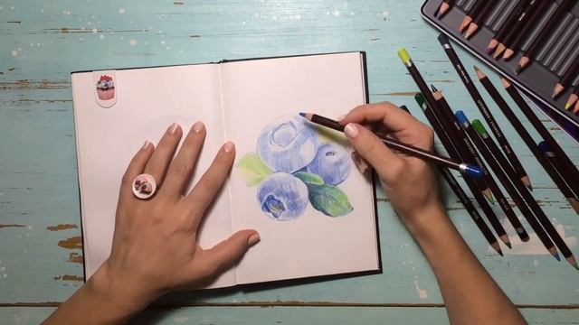 как нарисовать ГОЛУБИКУ карандашами / уроки. рисования / рисуем ягоды