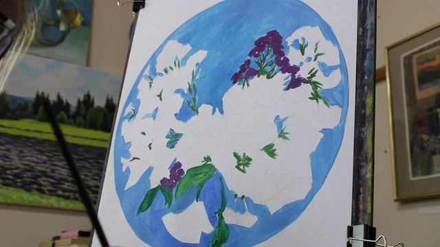 VLOG и ХУДОЖКА: ЭТЮД №6 | цветы В КРУГЕ | НЕБЕСНЫЙ фон | ЛЕТО 2024