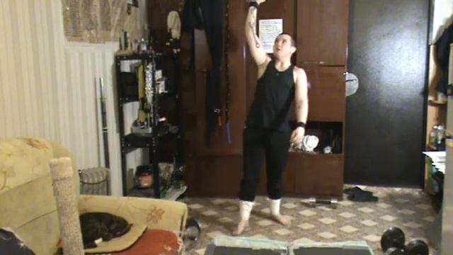 Кривой подъём Знаменского. Гиря - 16кг.