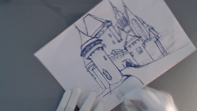 Набросок обычной, шариковой ручкой. Замок