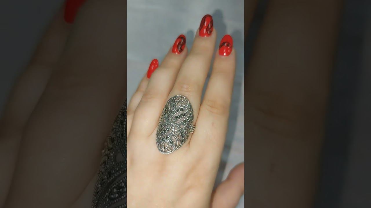 Кольцо с капельным серебром. #серебро #марказит