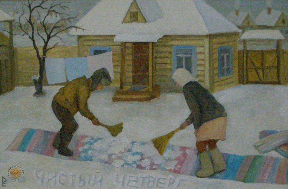 Наивные картины художника Евгения  Рябова.